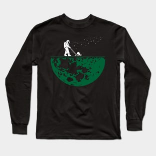 Astronaut Mowing the Earth Moon Long Sleeve T-Shirt